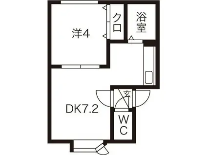 ノースリッチ壱番館(1DK/2階)の間取り写真