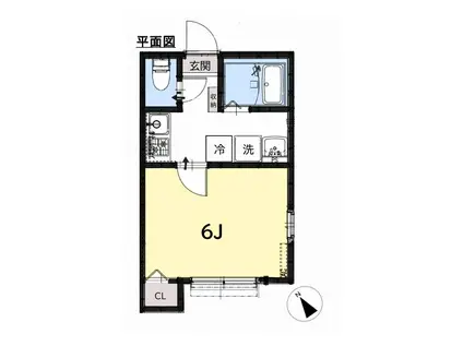 オークランド馬橋(1K/2階)の間取り写真