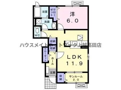 アルカンシエル(1LDK/1階)の間取り写真