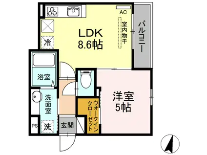 ディールーム塚越(1LDK/1階)の間取り写真