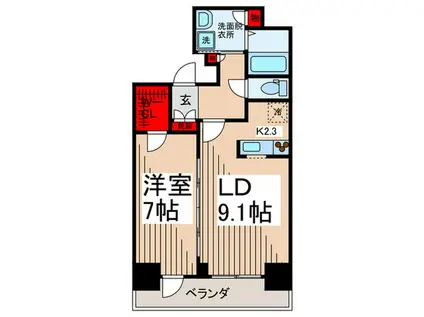 ガリシア錦糸町ステーションフロント(1LDK/13階)の間取り写真