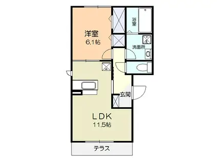 プレジール(1LDK/1階)の間取り写真