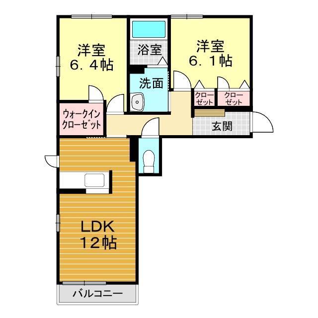 シャーメゾン ベルクムント(2LDK/3階)の間取り写真
