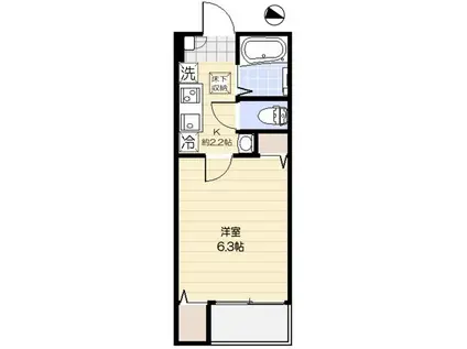 ノルデスタ小竹(1K/1階)の間取り写真