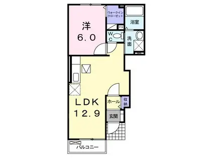 サンリット悠(1LDK/1階)の間取り写真