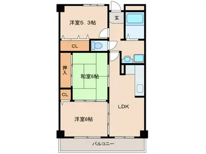 プルメリア東三国サウス(3LDK/6階)の間取り写真