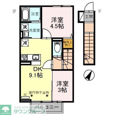 匠乃館 F(2DK/2階)の間取り写真