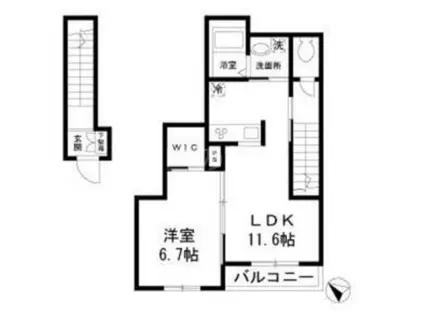 LA VIALETTA(1LDK/2階)の間取り写真