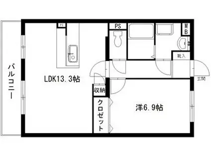 BELL WIN(1LDK/1階)の間取り写真