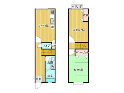 ツインピア舟入II(2DK/1階)の間取り写真