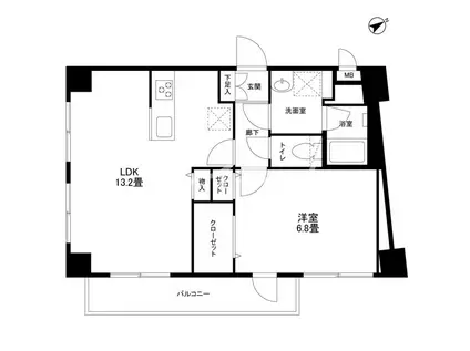 シフレアーブル(1LDK/2階)の間取り写真