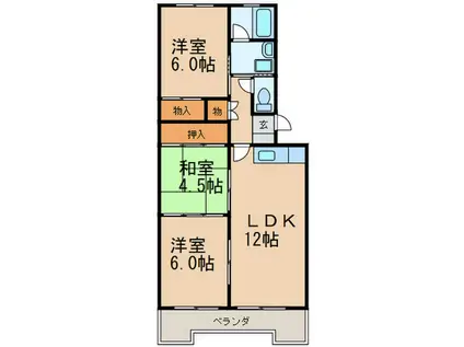 サンライズ香椎(3LDK/2階)の間取り写真
