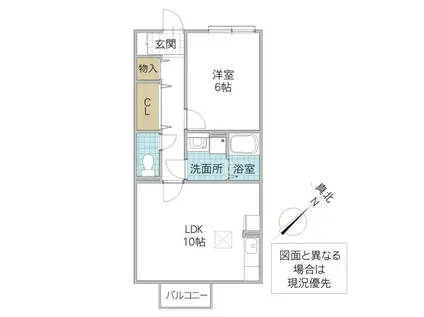 リヴィエール(1LDK/1階)の間取り写真
