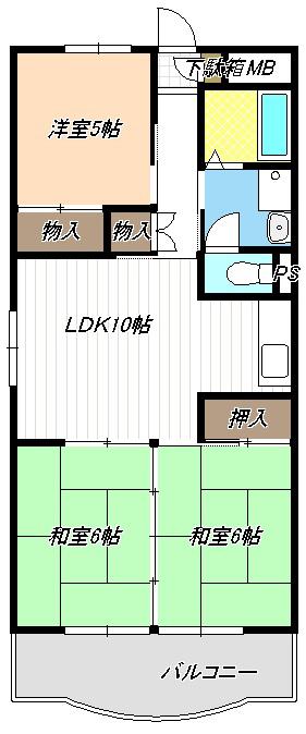 レジデンス光和II(3LDK/7階)の間取り写真