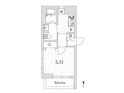 WISTERIA MOTOSUMIYOSHI(1K/2階)の間取り写真