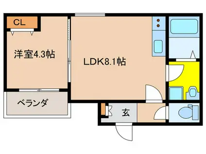 生野区巽南1丁目AP(1LDK/2階)の間取り写真