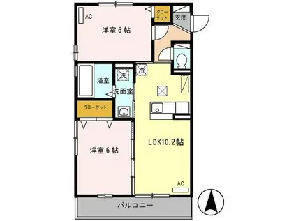 エレガント・コート(2LDK/1階)の間取り写真