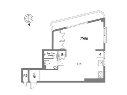 東洋代々木上原コーポ(1DK/4階)の間取り写真