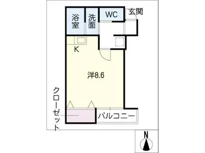 メトロ東海通(ワンルーム/3階)の間取り写真