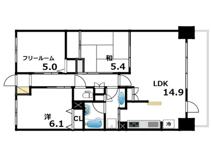 グレイスビュー六甲山手(3LDK/11階)の間取り写真