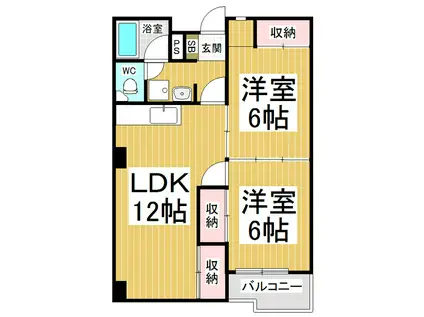 光円ビル(2LDK/2階)の間取り写真
