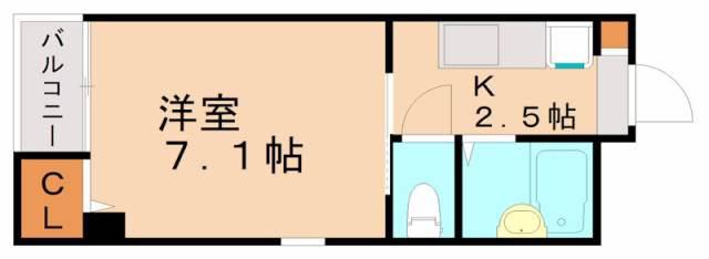グラン山下(1K/4階)の間取り写真