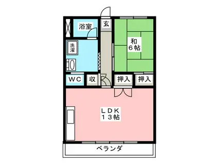 宮尾ハイツ(1LDK/4階)の間取り写真