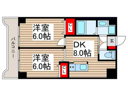 YTウエスト(2DK/3階)の間取り写真