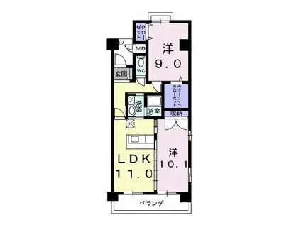 カーサソレアード(2LDK/5階)の間取り写真