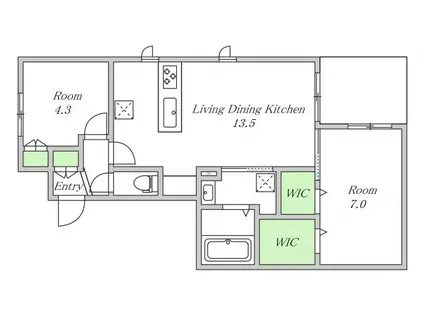 ヘーベルメゾン文の里(2LDK/1階)の間取り写真