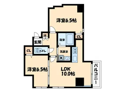 インペリアルスイート南堀江(2LDK/10階)の間取り写真