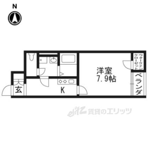 レオネクスト第二宇治川(1K/1階)の間取り写真
