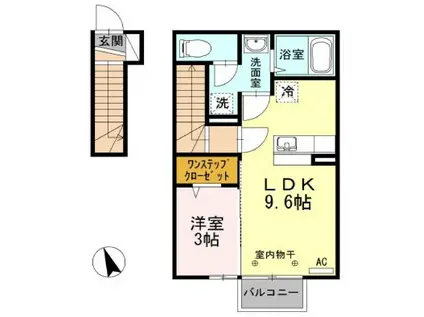ラフィネ(1LDK/2階)の間取り写真