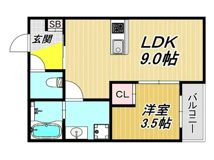 ロボットハウス尼崎(1LDK/1階)の間取り写真