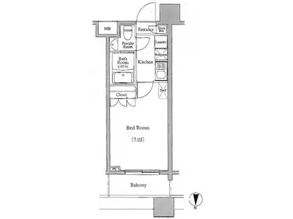 レジディア錦糸町(1K/3階)の間取り写真