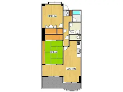 UCレジデンス小沢町(2LDK/5階)の間取り写真