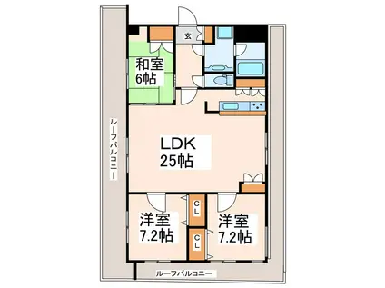 ロマネスク健軍第2(3LDK/7階)の間取り写真