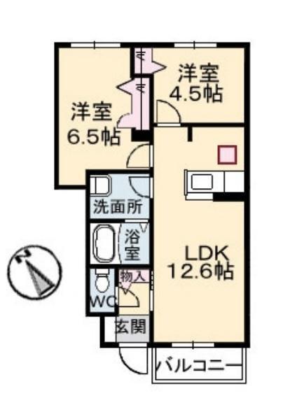 パッサーレ壱番館(2LDK/1階)の間取り写真