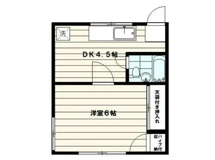 六和荘(ワンルーム/2階)の間取り写真