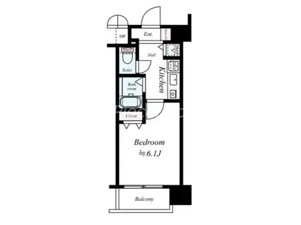 プレサンス大手前パークサイド2(1K/2階)の間取り写真