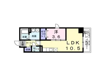 シード・レジデンス(1LDK/6階)の間取り写真