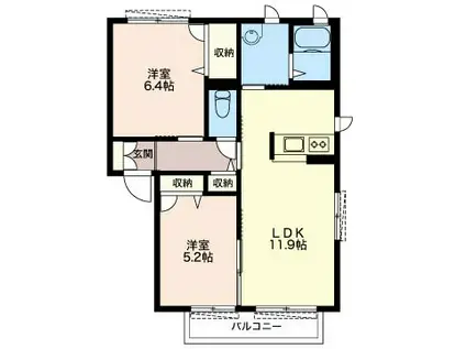 イーストII シャーメゾン(2LDK/1階)の間取り写真