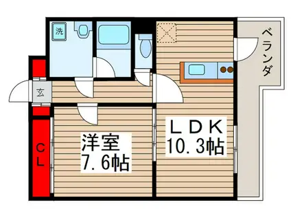 SAINTWISH(1LDK/4階)の間取り写真
