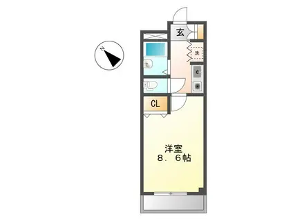 ピュアグリーン(1K/4階)の間取り写真