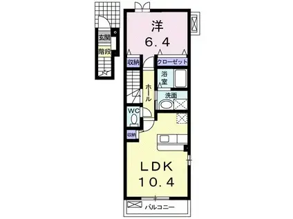 ニュー・ホワイト・ヒル(1LDK/2階)の間取り写真