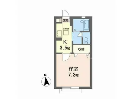 S・K・CORT II(1K/1階)の間取り写真
