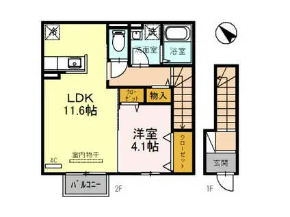 アプリコット潮音(1LDK/2階)の間取り写真