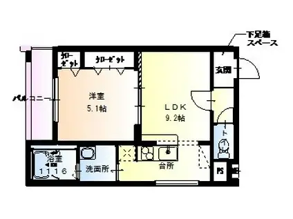 フジパレス長洲西通(1LDK/3階)の間取り写真