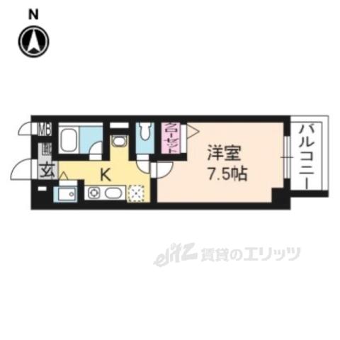 ソレアードさがの(1K/3階)の間取り写真