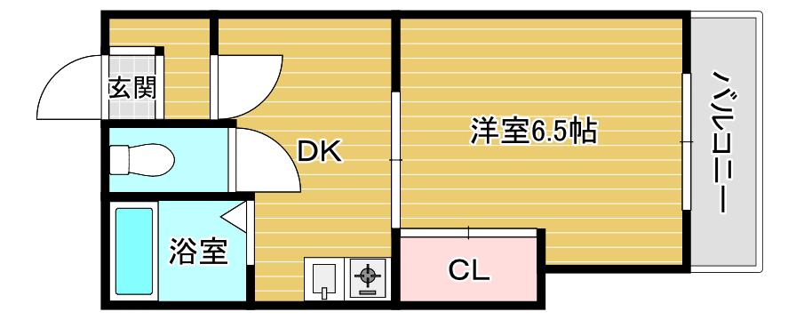 ウエスト VILLAGE(1K/4階)の間取り写真